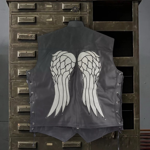 FAMOUS JACKET • Angel Wings The Walking Dead Daryl Dixon Leather Vest Jacket 🌺 - Picture 8 of 8